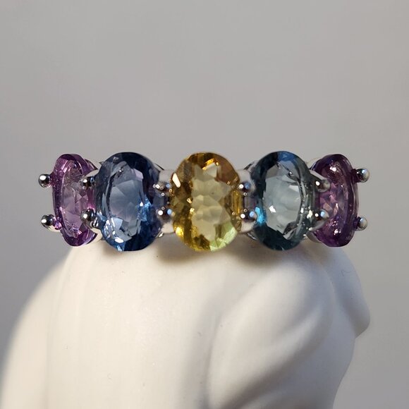 JTV Jewelry - VTG NWT 925 5.00ctw Multi Gemstone 5 Stone Ring Sz 9
